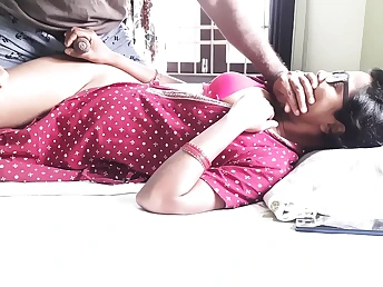 Indian teenie and her bhabi colleague get mischievous in a super-fucking-hot tear up-jamboree with Bbc