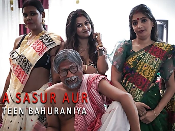 Bahu and Sasur: Teenage Bahu and Son get their cock-squeezing culos poked in a homemade gang-bang with a internal ejaculation surprise!