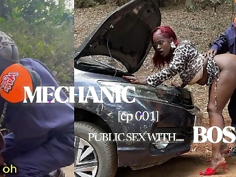 Watch how mombasapornstar gets her chunky ass drilled by a lucky mechanic all round public