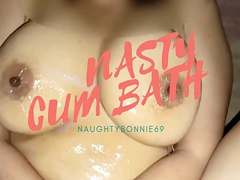 Naughtybonnie69 heads mischievous with harsh hook-up and creampies not far from Jizz bath