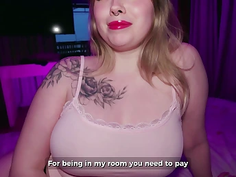 Lesana Tender's ginormous orbs get penetrated via a deep-throat & facial cumshot with a pop-shot