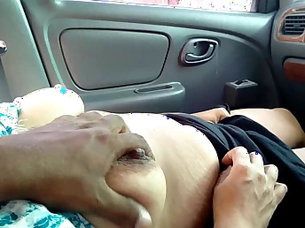Stepmom Surwana Kumari gets a ballpark byway in the car - Desi MILF Ashok joins in!