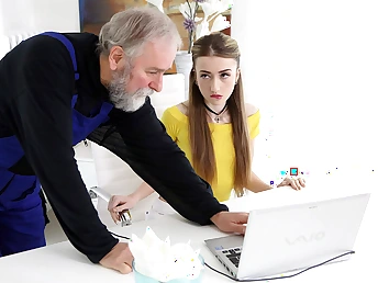 Lovely Vlada splits open her pine legs of a changeless sixty-year-old load of shit