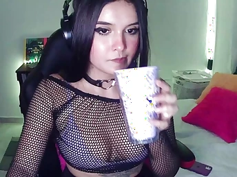 SweetieCami's uber-cute face glows painless she gets her bum boned added to face stuffed up by a gamer dude